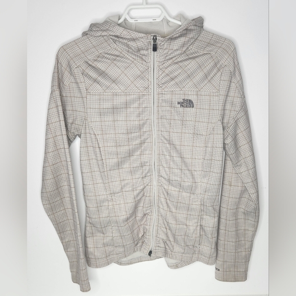 The North Face hoodie, cream plaid, Size S - Picture 1 of 8